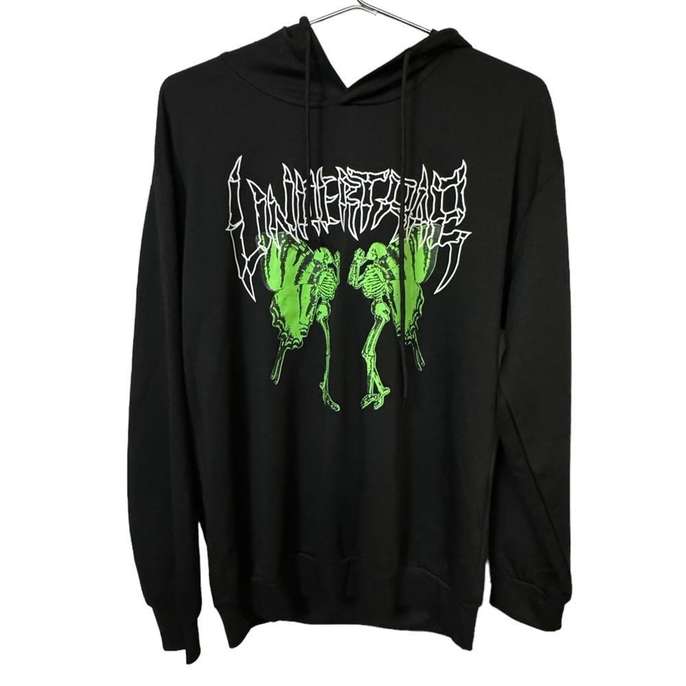Undertrap Black Lightweight Hoodie Metal Rock Band Winged Skeletons Men’s M MINT